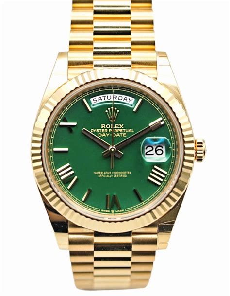 rolex with green ring|rolex day date 40 yellow gold.